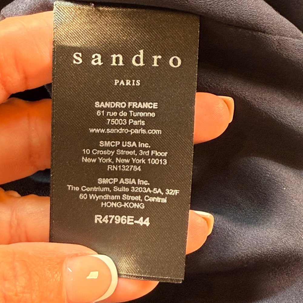 Sandro Paris Navy Lace Sheath Dress Sleeveless Backless‎ See Measurements - Picture 9 of 11